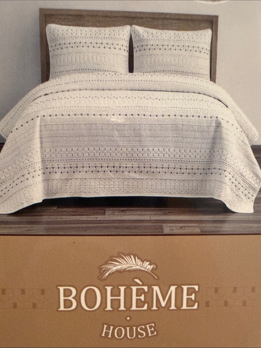Boheme Cream Cotton Quilted Bedspread Set